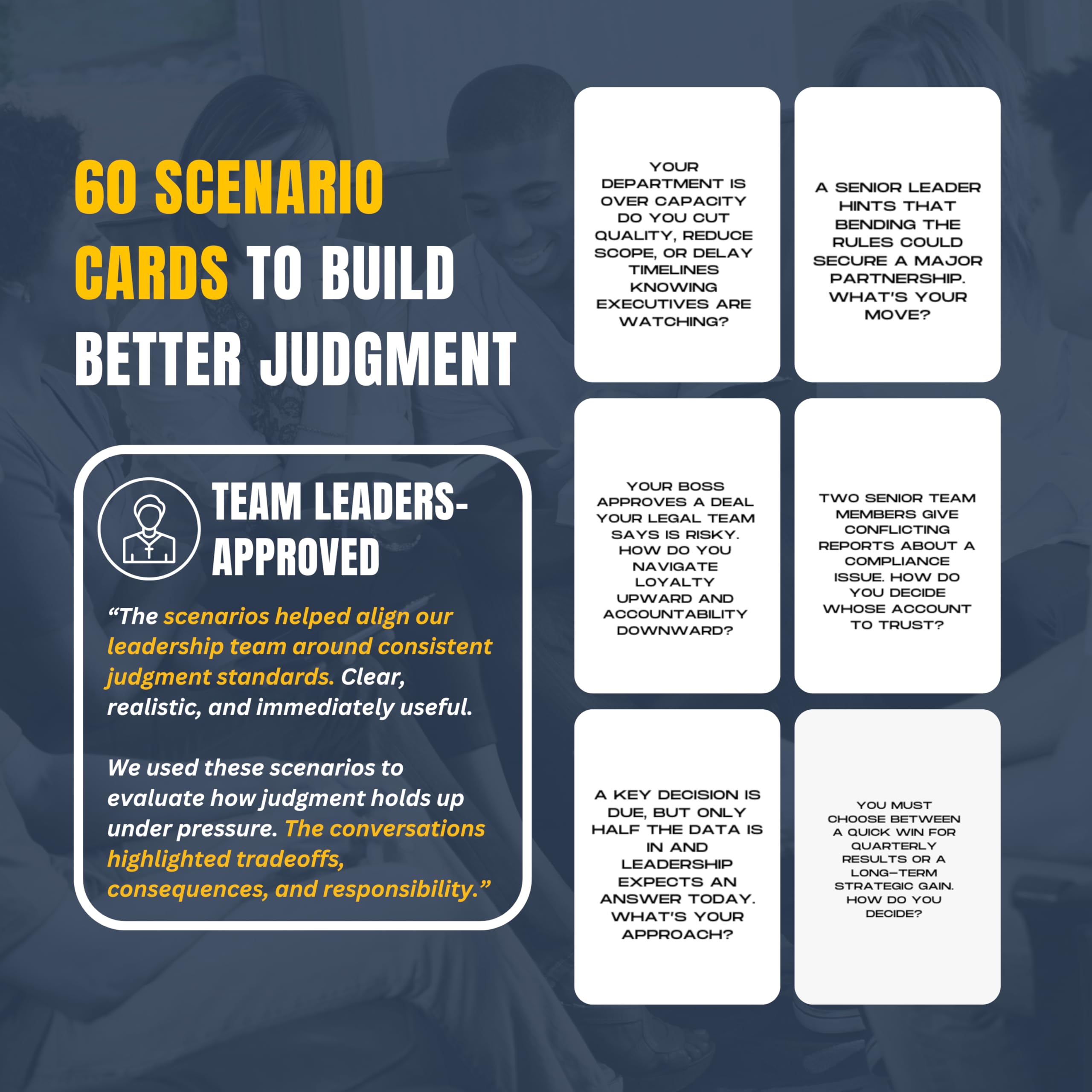 Leadership Scenario Cards | 60 Decision Deck Scenarios for Managers Developing Sound Judgment