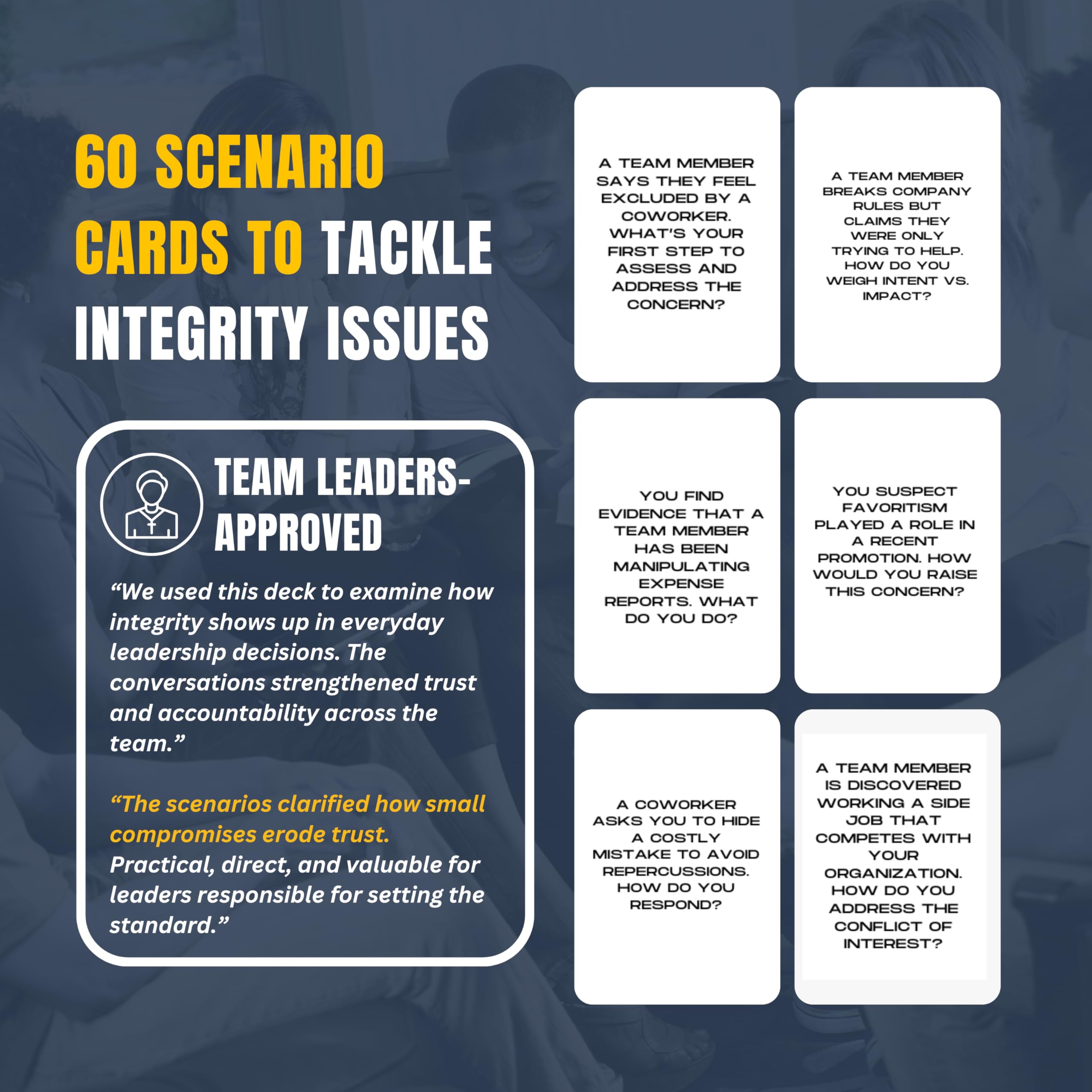Leadership Scenario Cards | 60 Decision Deck Scenarios for Managers Developing Integrity in The Workplace