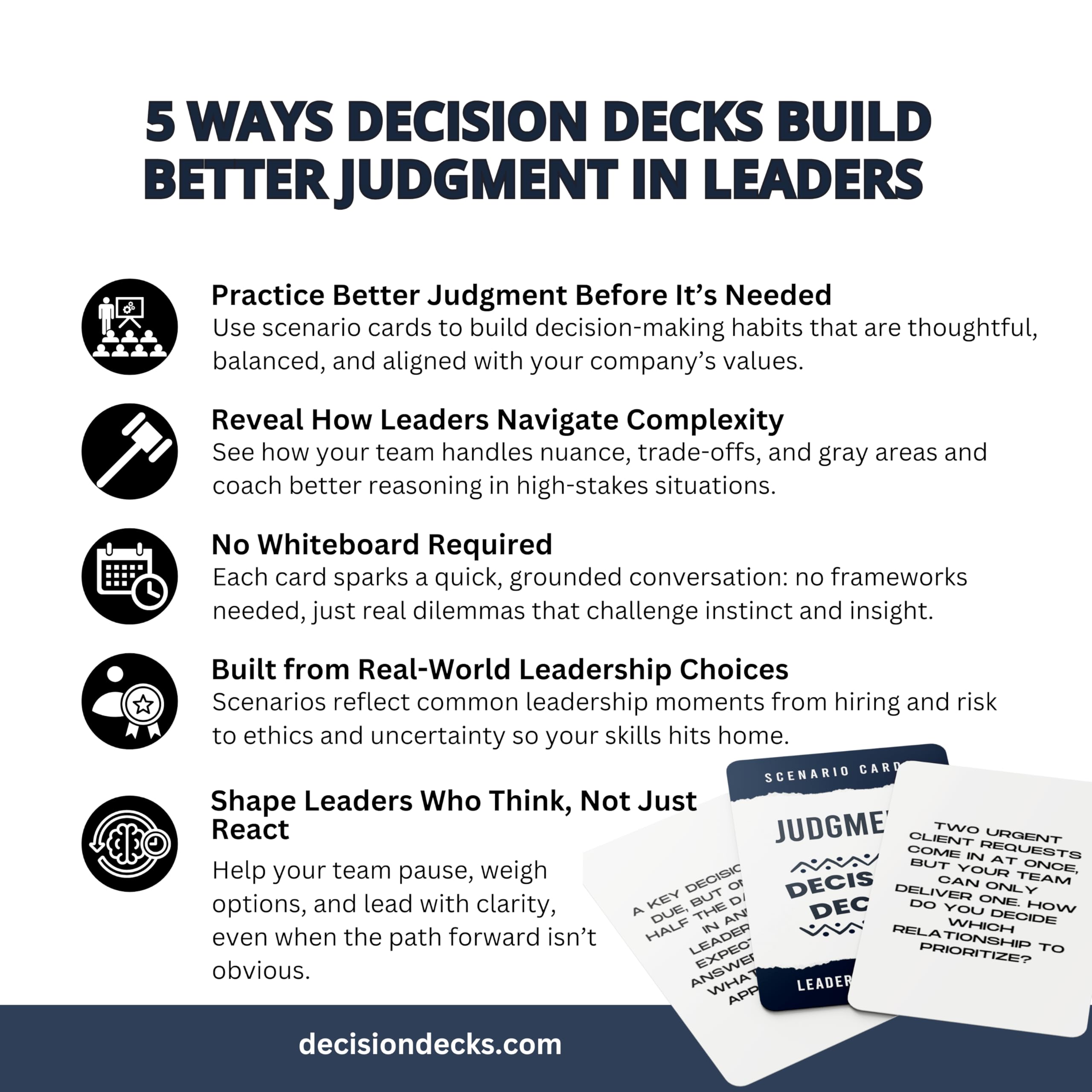 Leadership Scenario Cards | 60 Decision Deck Scenarios for Managers Developing Sound Judgment