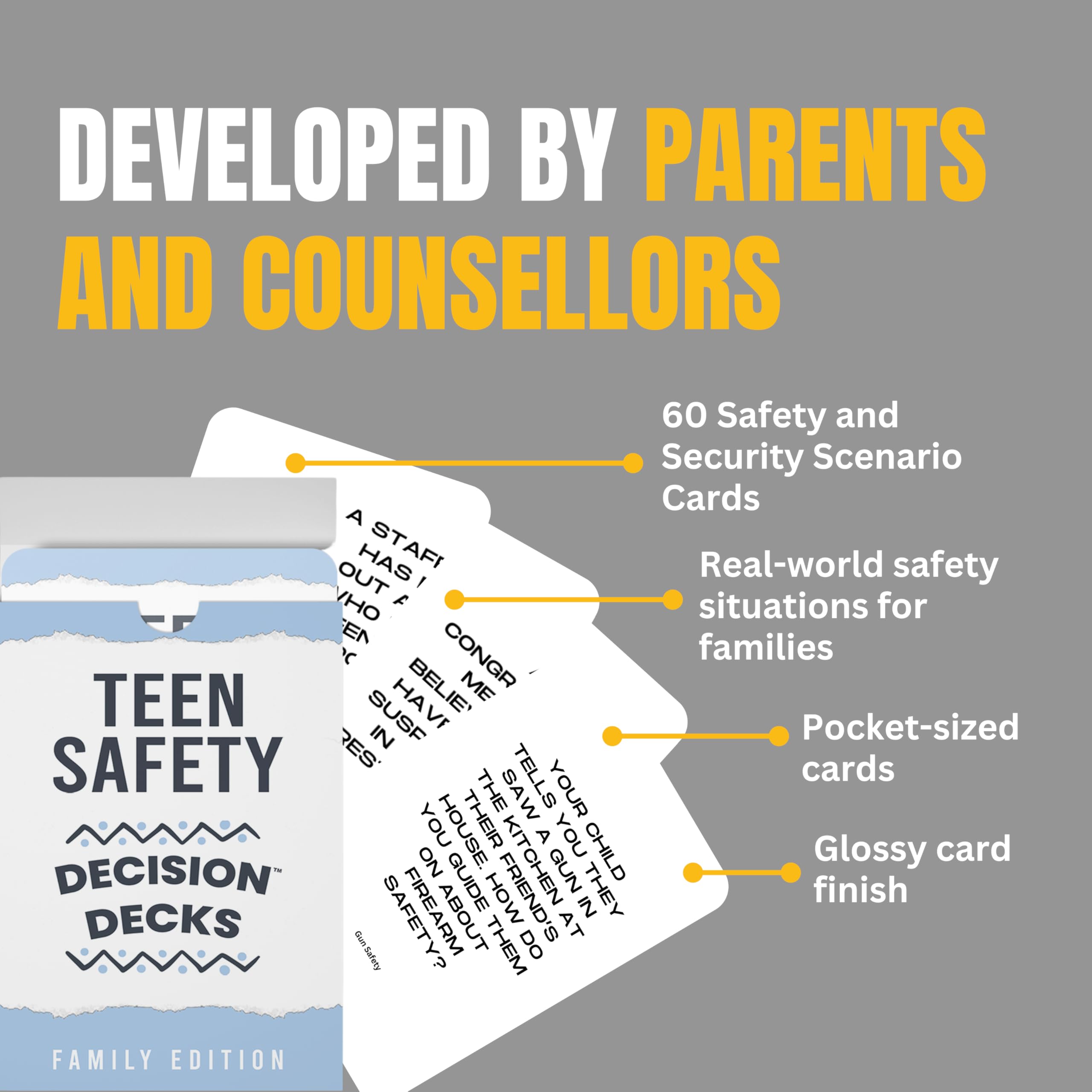 Kingswood Security Teen Safety Scenario Cards; 60 Scenario-Based Questions Designed to Help You and Your Teen Grow and Learn How to Stay Safe Both Online and in The Real World.