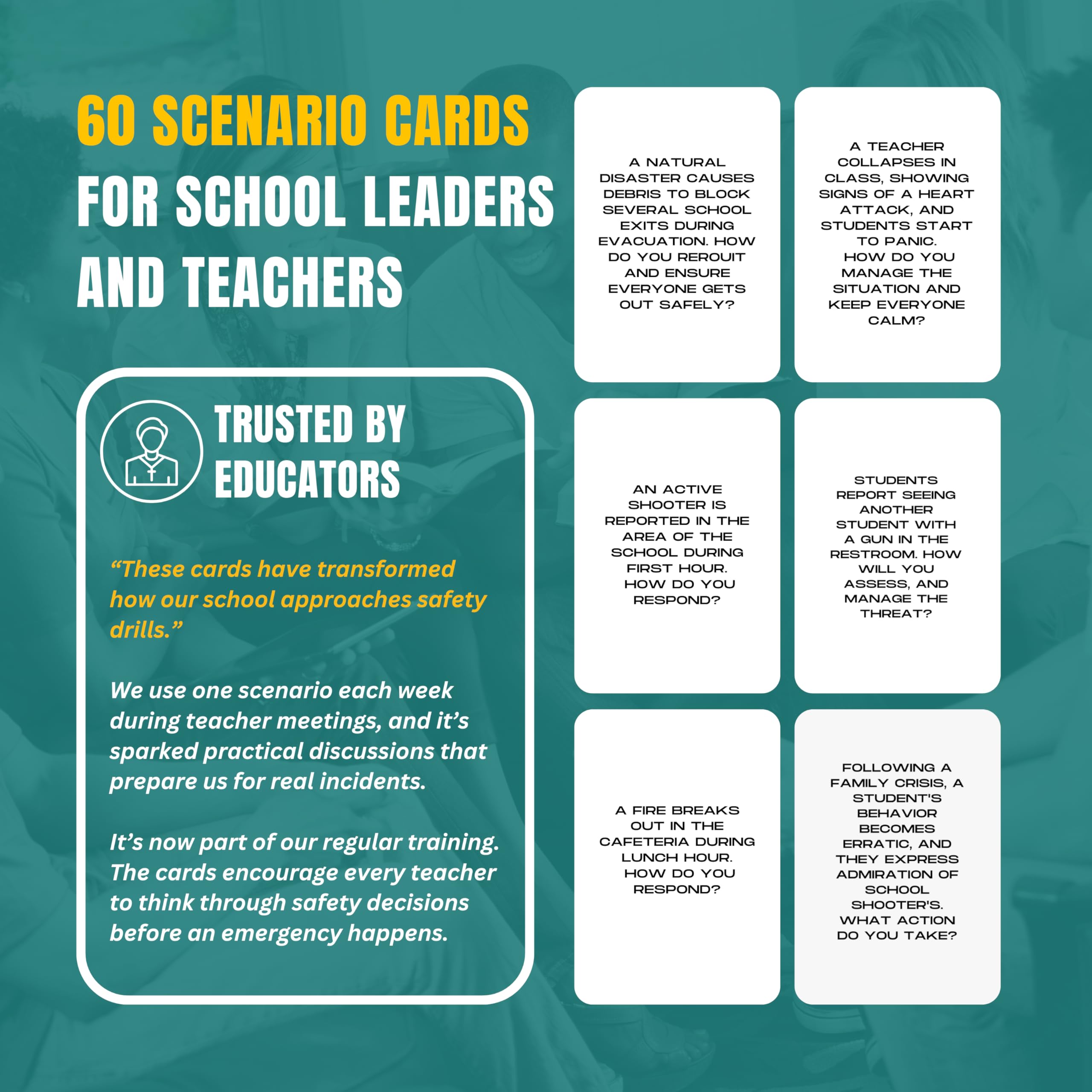 High School Safety and Security Decision Decks: 60 Emergency Response Scenario Cards to Enhance Critical Thinking, Judgment, Problem Solving, and Decision Making.