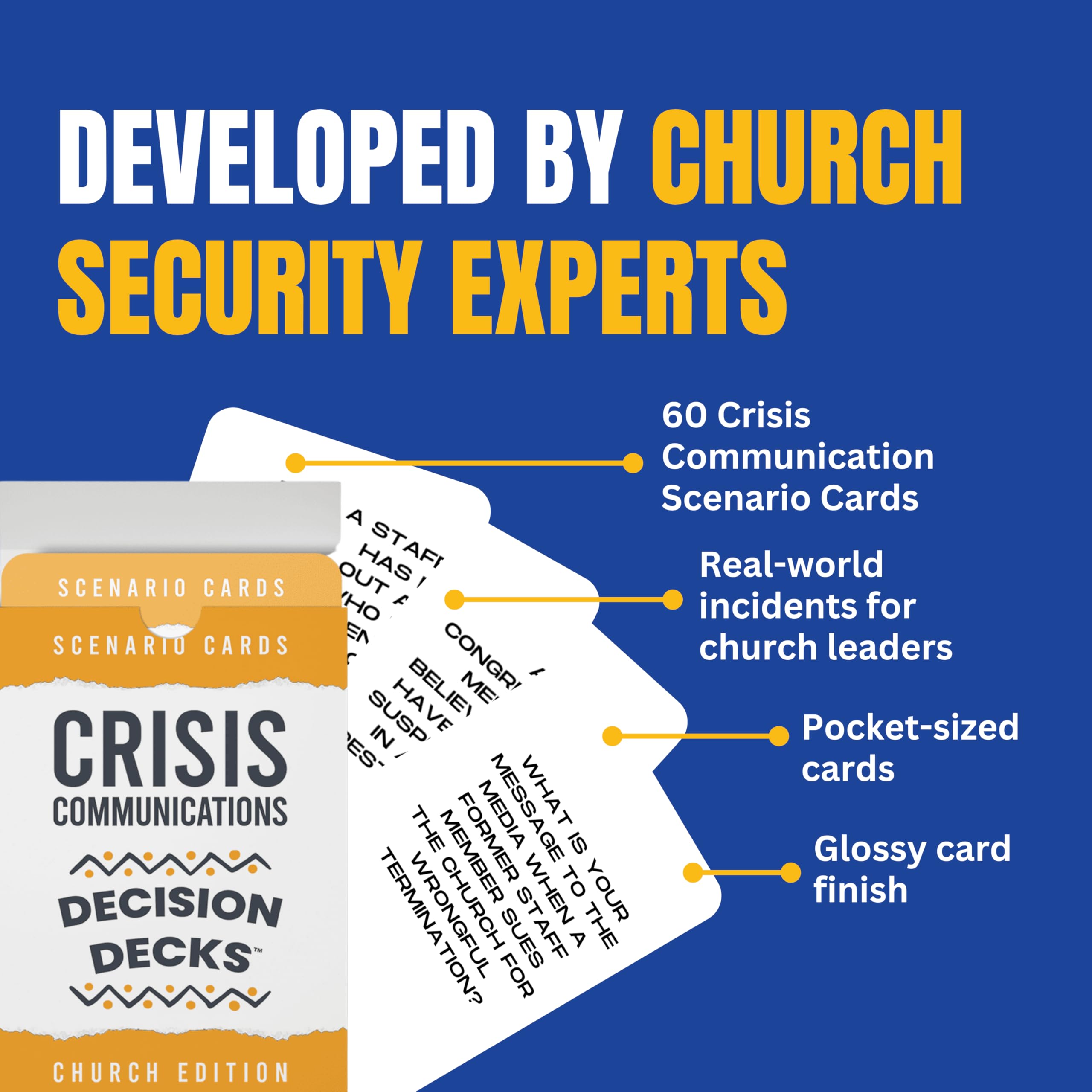 Church Safety and Security Decision Decks | 60 Crisis Communications Scenario Cards for Church Leaders, Emergency Planning, and Faith-Based Team Training