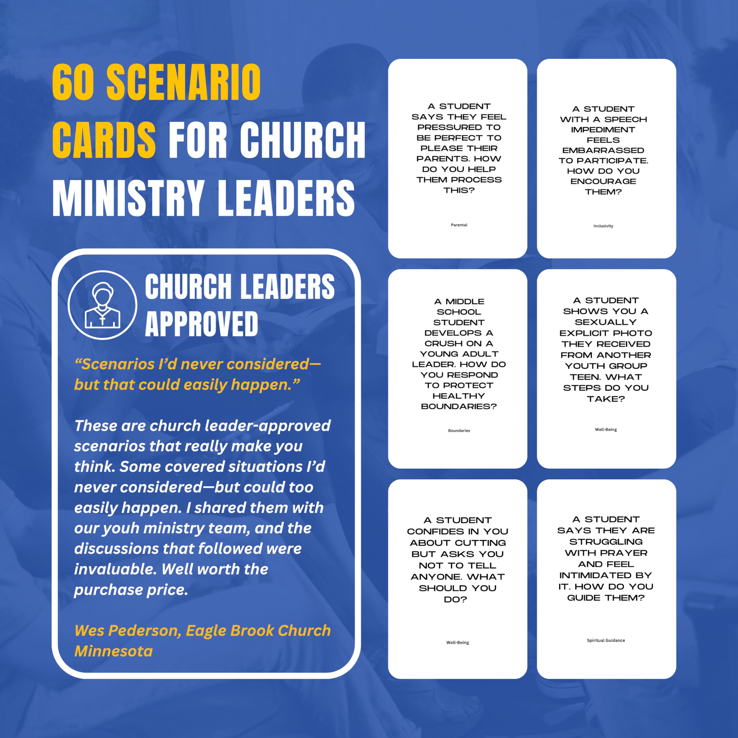 Church Safety and Security Decision Decks | 60 Youth Ministry Scenario Cards for Leadership Training, Mentorship, and Faith-Based Teen Guidance