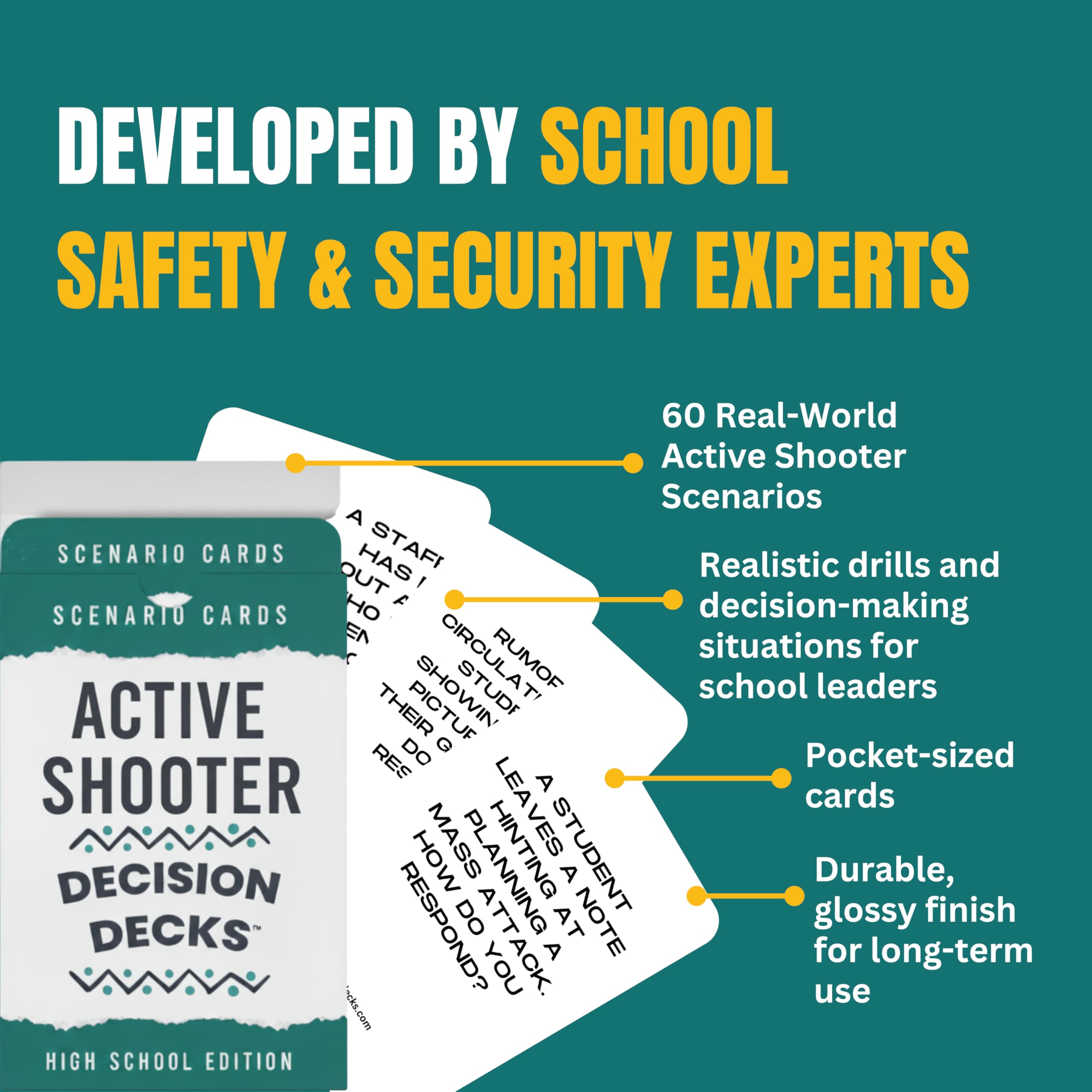 High School Safety and Security Decision Decks: 60 Active Shooter Scenario Cards to Enhance Critical Thinking, Judgment, Problem Solving, and Decision Making.