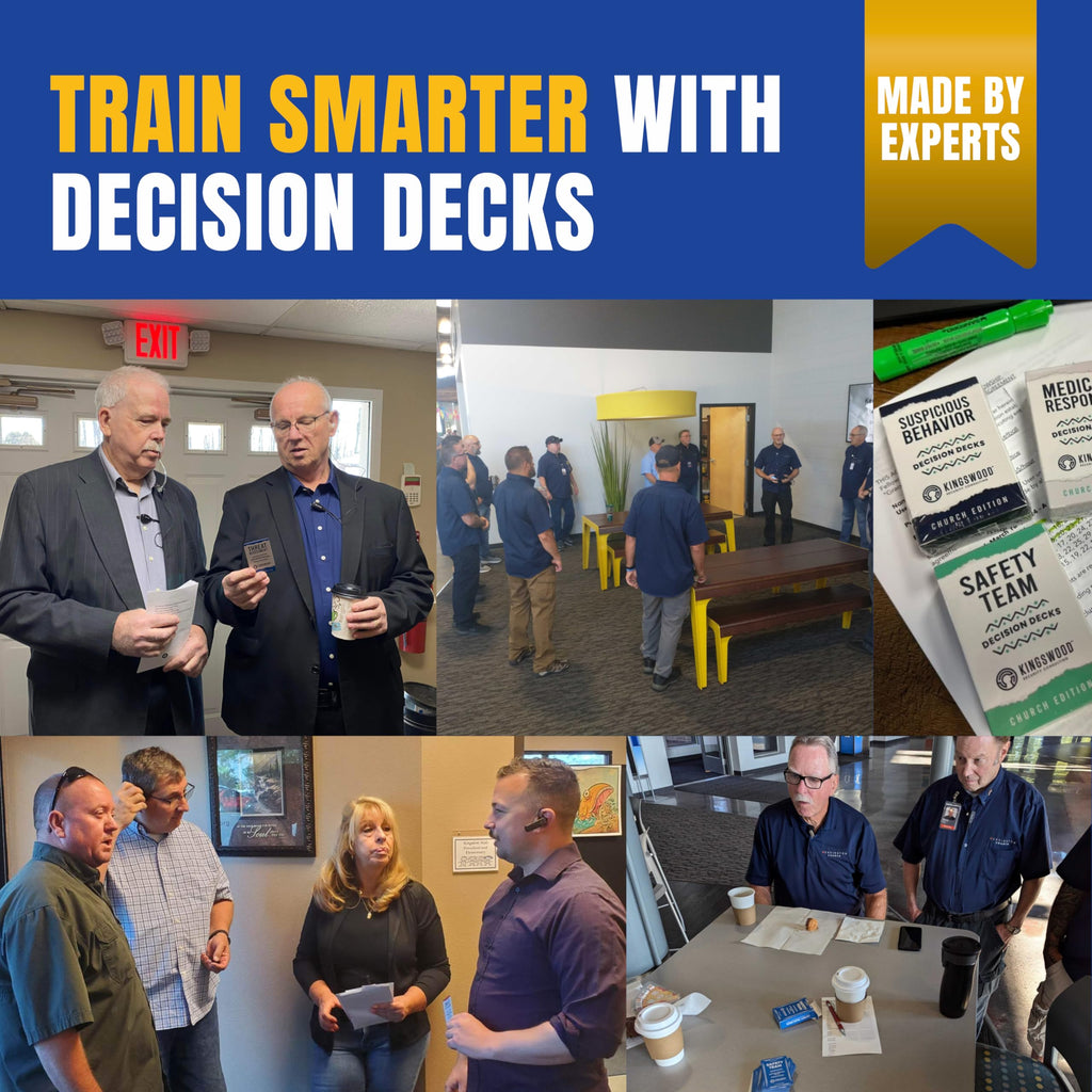 Church Safety and Security Decision Decks | 60 Crisis Intervention Scenario Cards for Church Leadership, De-Escalation, and Faith-Based Safety Team Training