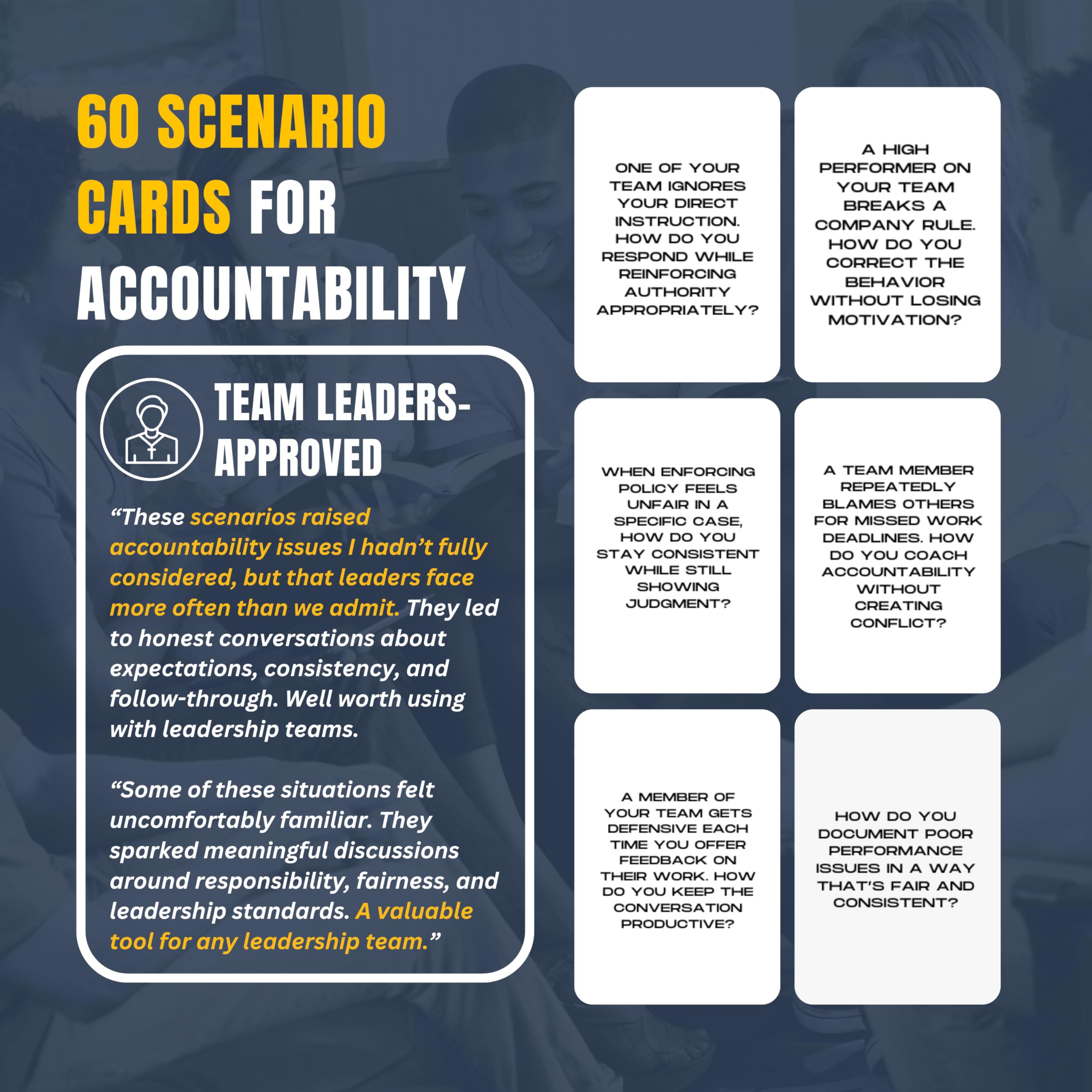 Leadership Scenario Cards | 60 Decision Deck Scenarios for Managers Developing Accountability and Ownership