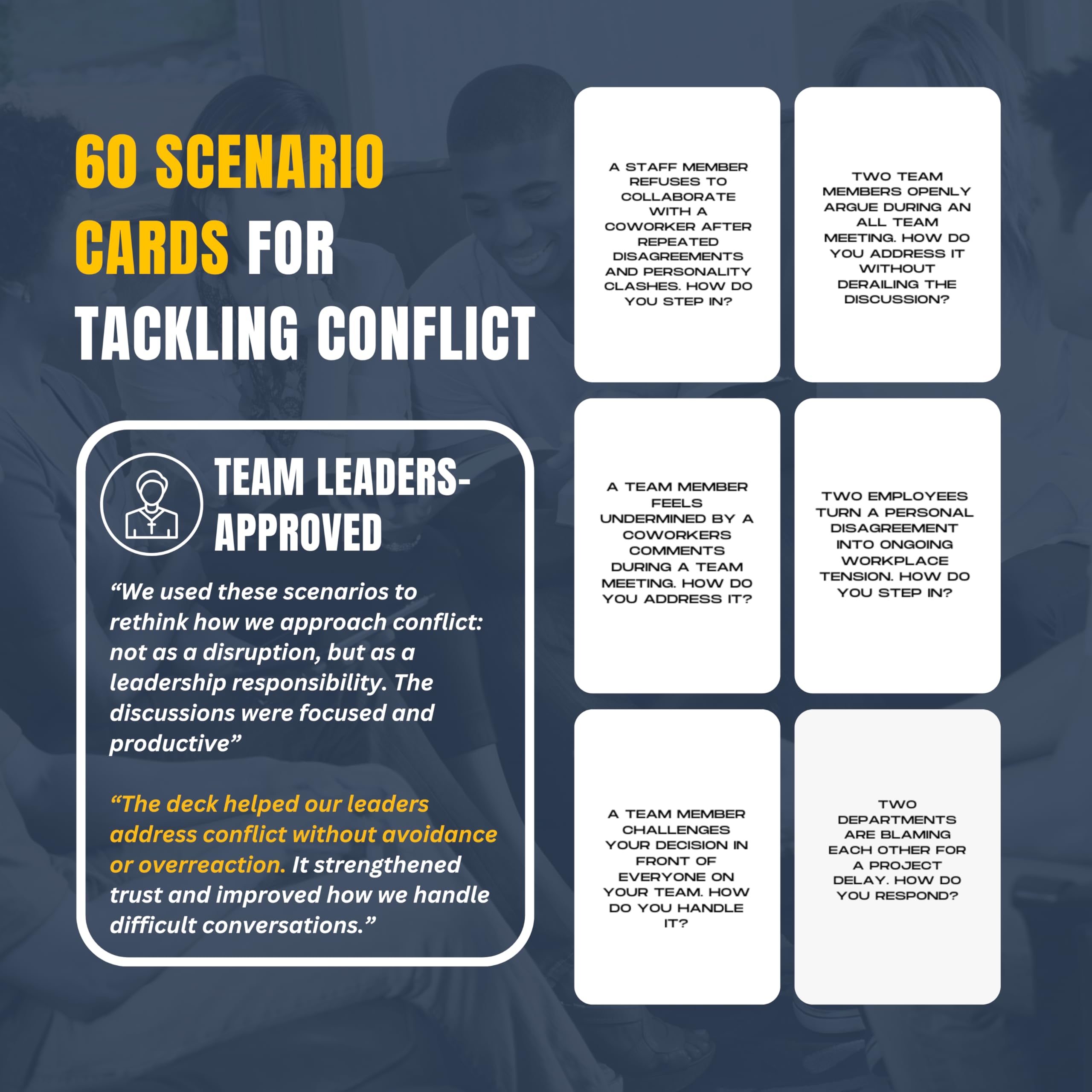 Leadership Scenario Cards | 60 Decision Deck Scenarios for Managers Developing Conflict Resolution Skills
