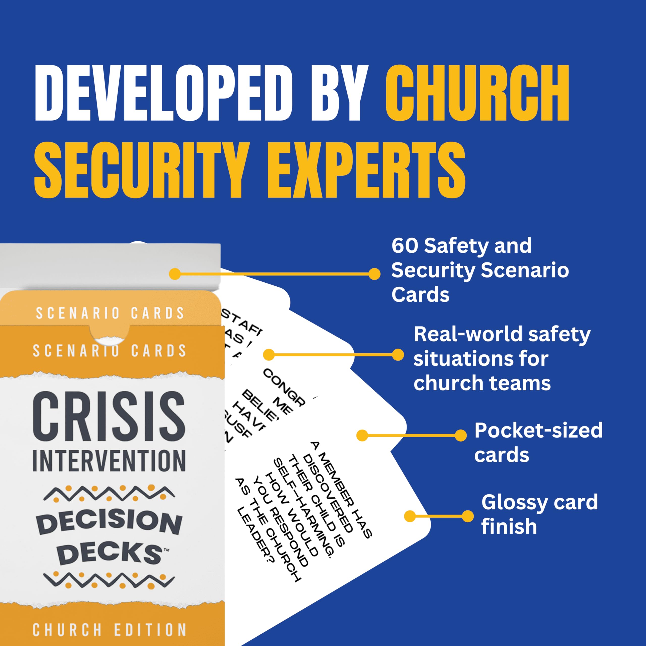 Church Safety and Security Decision Decks | 60 Crisis Intervention Scenario Cards for Church Leadership, De-Escalation, and Faith-Based Safety Team Training