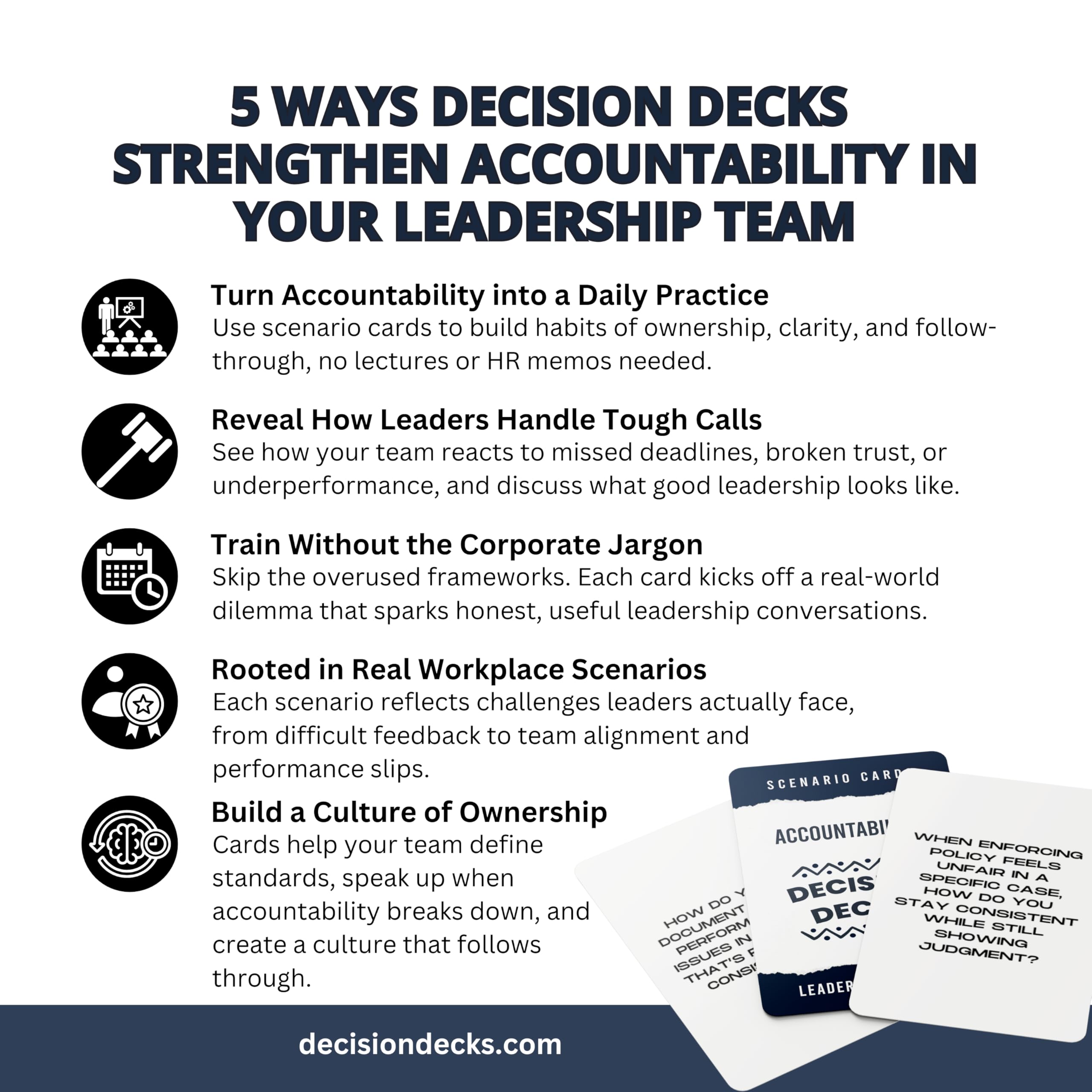 Leadership Scenario Cards | 60 Decision Deck Scenarios for Managers Developing Accountability and Ownership