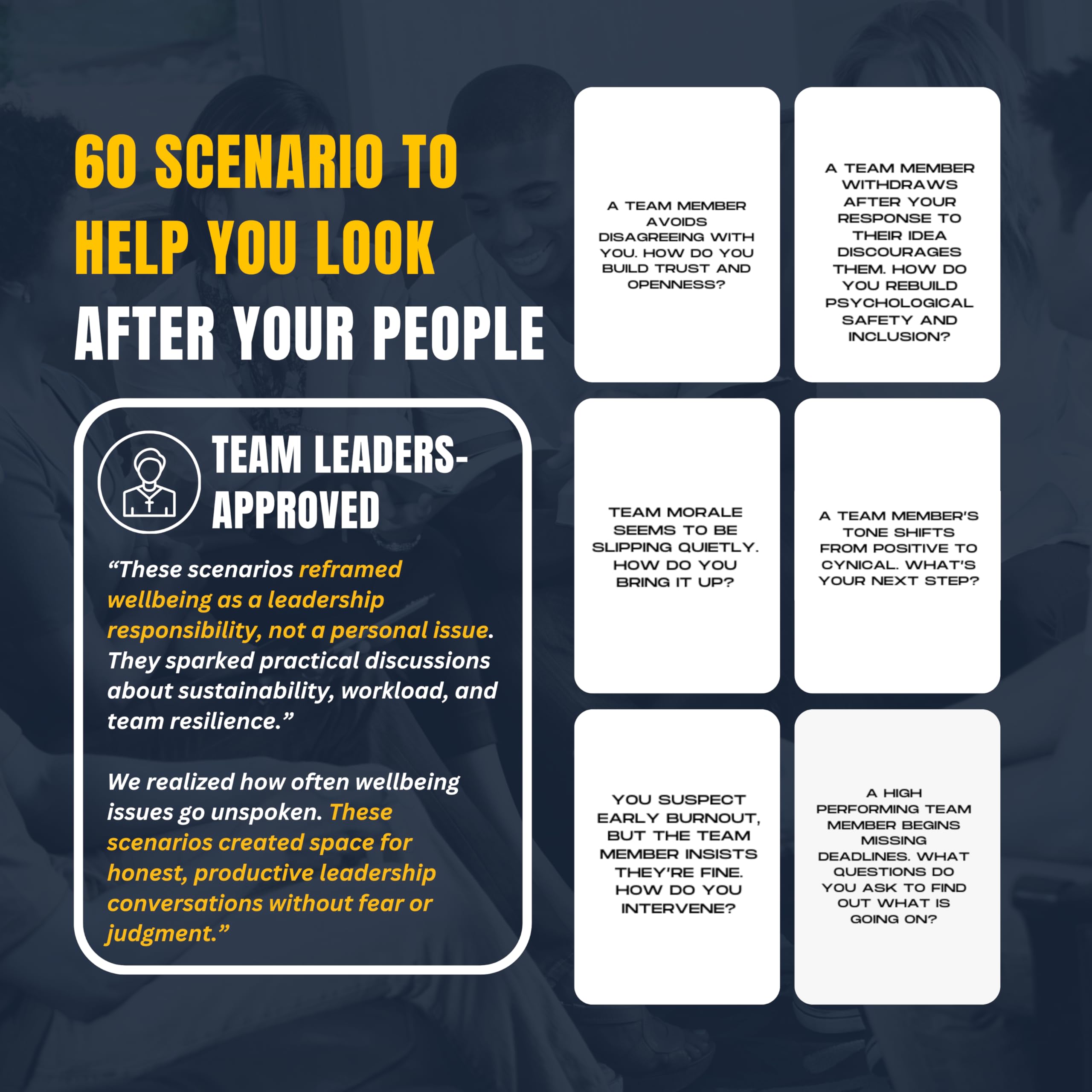 Leadership Scenario Cards | 60 Decision Deck Scenarios for Managers Supporting Team Well-Being