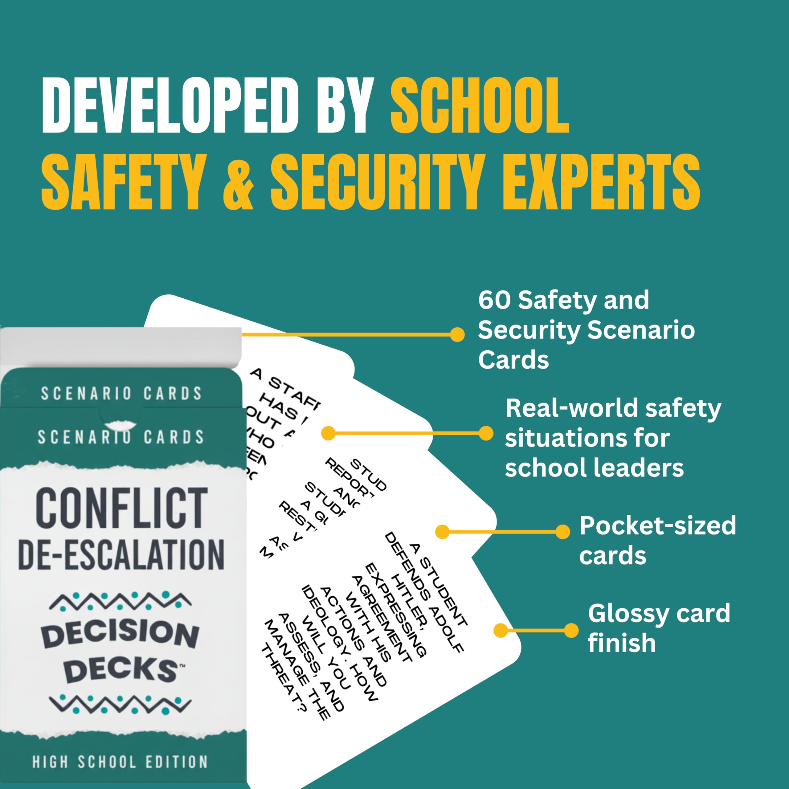 High School Safety and Security Decision Decks: 60 Conflict De-Escalation Scenario Cards to Enhance Critical Thinking, Judgment, Problem Solving, and Decision Making.